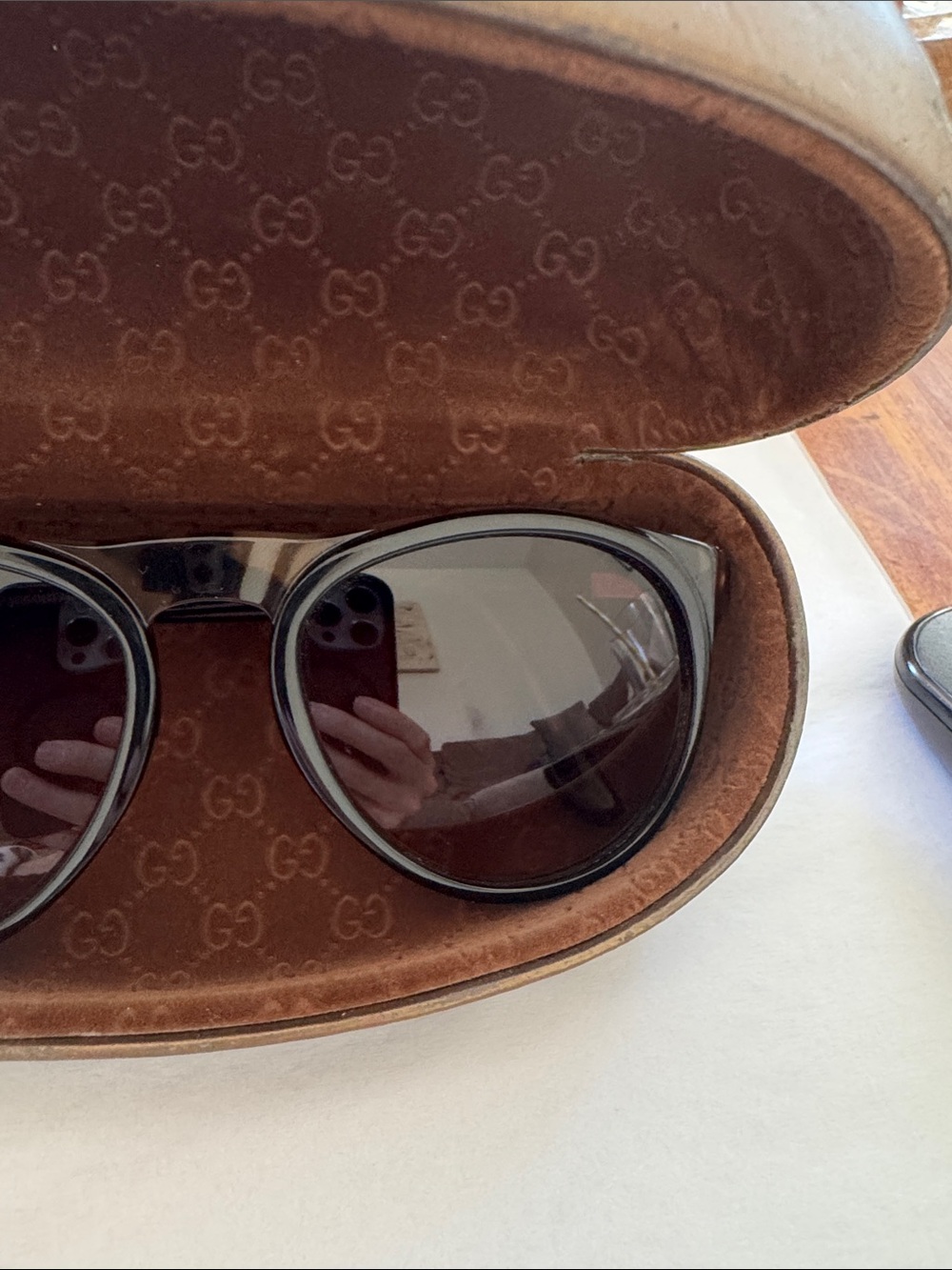 Gucci Black Oversized Sunglasses with Brown Case